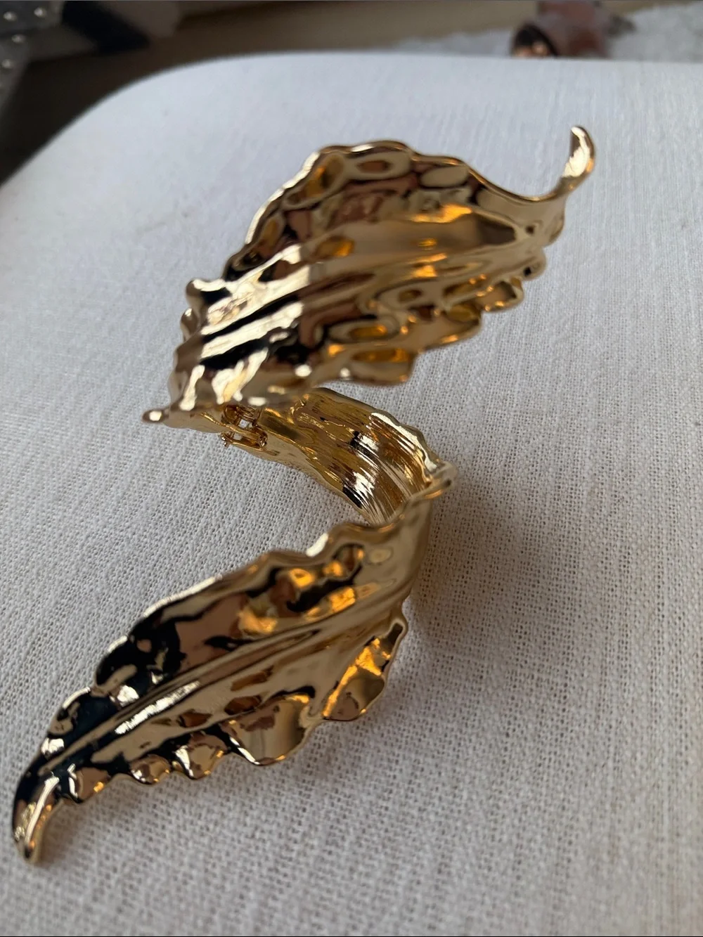 Sculptural Leaf Gold Cuff Bracelet